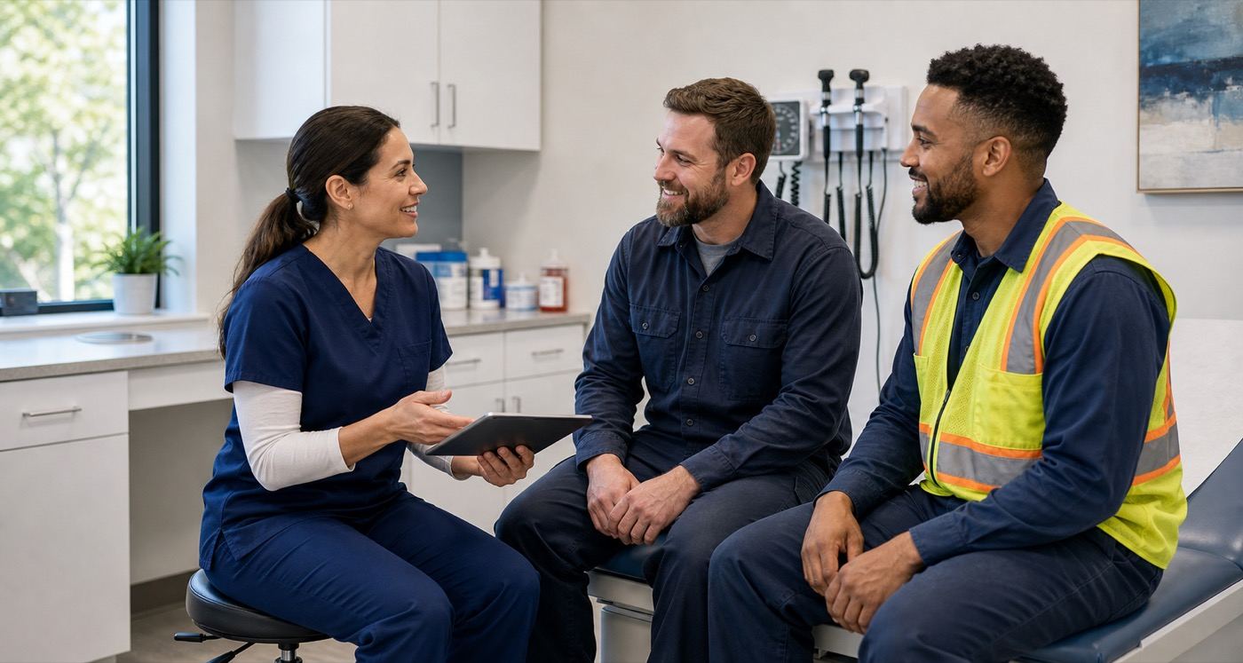 Medallus provider reviewing healthcare access with workers